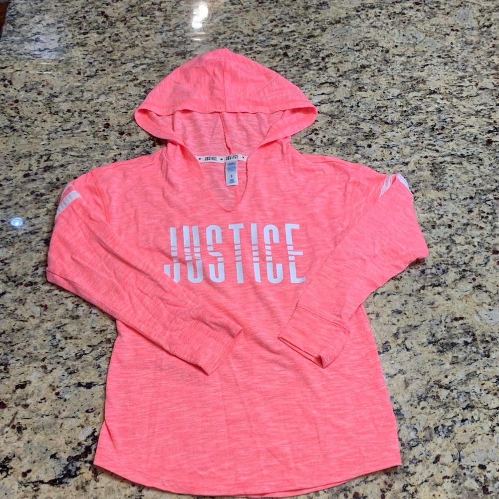 Justice hooded light shirt.